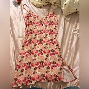 Wilfred Floral Dress with Pink and Brown Accents
